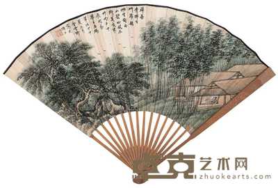 金雪野 孙智敏 松竹草堂图 行书 成扇 